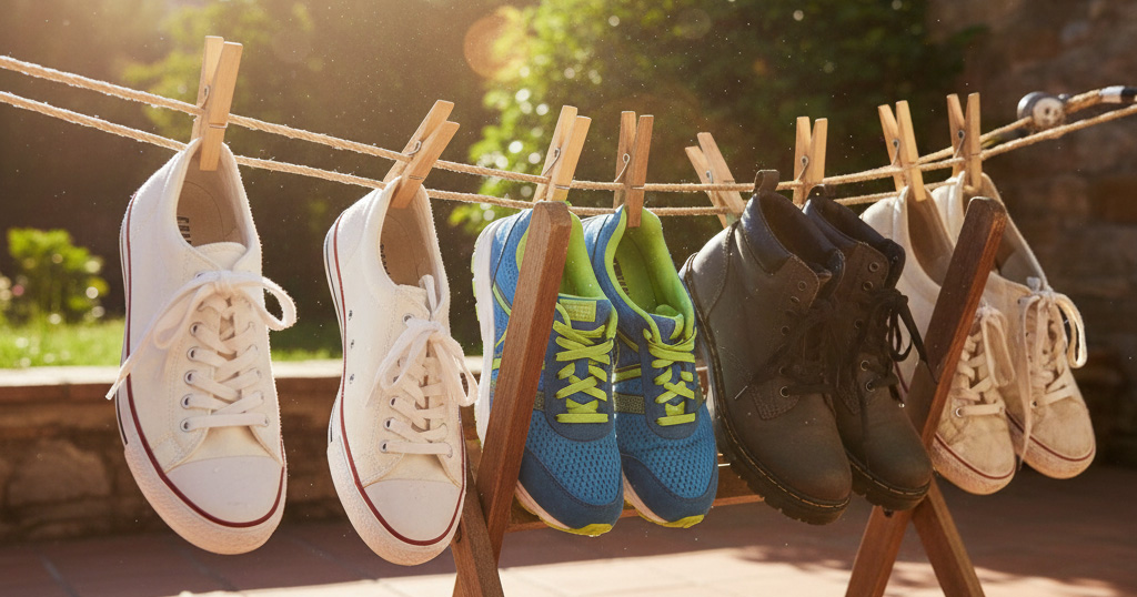 Menjemur Sepatu Dibawah Sinar Matahari Langsung